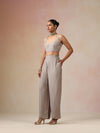 Grey and Pink Gold Foil Print Muslin Silk Jacket Set