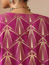 Grey and Pink Gold Foil Print Muslin Silk Jacket Set