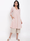 Linen Cotton Rose Kurta Pant Set